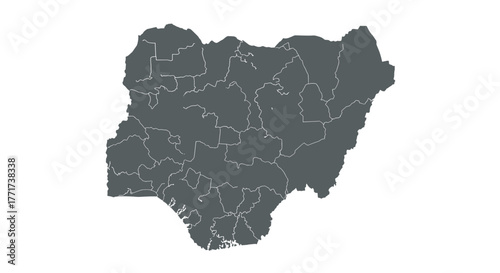 Simplified outline map of nigeria with state boundaries