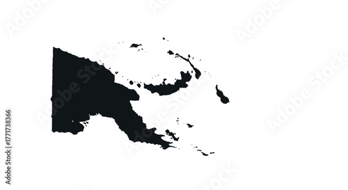 Papua new guinea map in black silhouette style on white background
