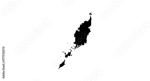 Okinawa japan silhouette map: simplistic black island outline