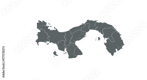 Simple map of panama with outlined regions on white background