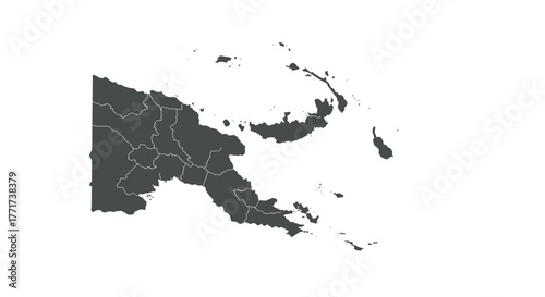 Papua new guinea outline map with regional borders in minimalist style