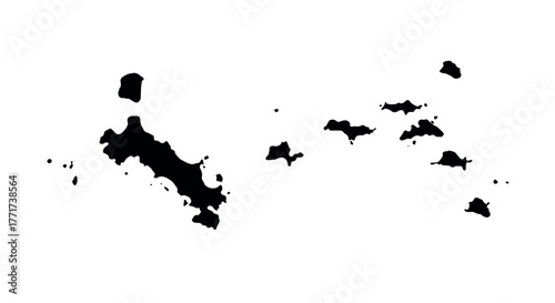 Minimalistic silhouette map of the us virgin islands