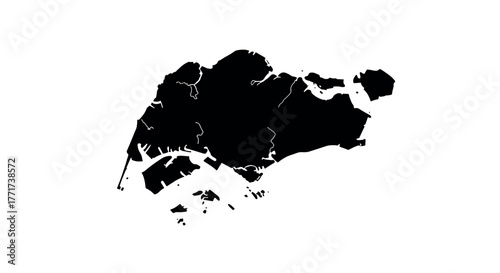 Minimalist black silhouette map of singapore with white background