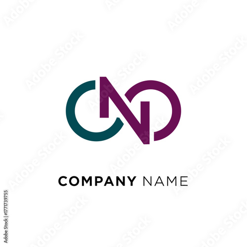Creative CND monogram logo with infinity loop concept.