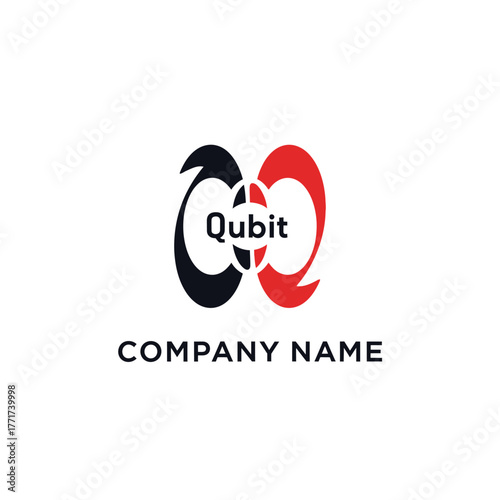 Elegant Qubit Logo Design with Intertwined Shapes and Modern Typography.