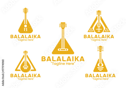 5 Balalaika Logo Set Professional Folk Instrument Design Collection