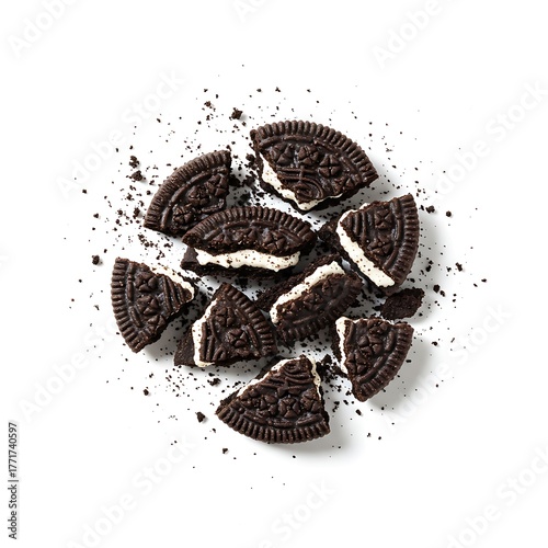 crushed oreos, isolated on white background