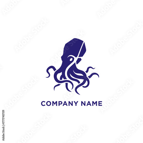 Stylized dark blue octopus logo with intricate swirling tentacles.