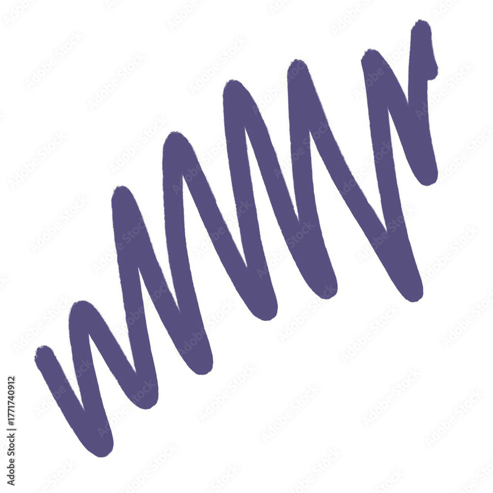Obraz premium Creative Purple Scribble: A hand-drawn purple squiggle with a textured, marker-like feel, perfect for representing brainstorming, creativity, and artistic expression on a clean white background.