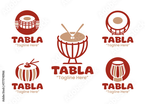 5 Tabla Logo Set Professional Percussion Instrument Design Collection