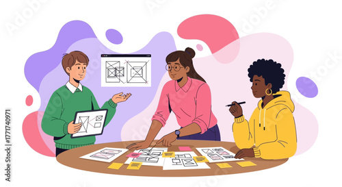 Team Of Designers Working Together Developing New Website Interface Concepts