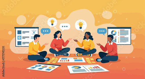 Inspiring Collaboration: Creative Team Brainstorming Ideas And Shaping Business Strategies