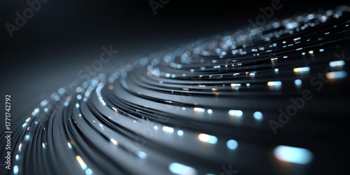 Black and white image of a wire with a blue and orange line