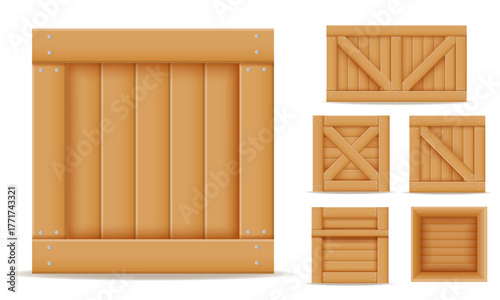 wooden box for the delivery and transportation of goods stock vector illustration isolated object icons