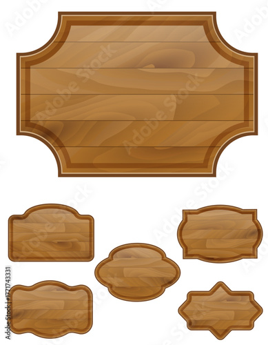 wooden sign board vector illustration isolated object icons