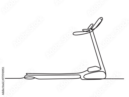 Treadmill Single Line Icon | Minimalist Continuous Drawing Home Gym Equipment