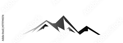 A mountain logo vector illustration shows a symbol of business graph and arrow design for a financial concept