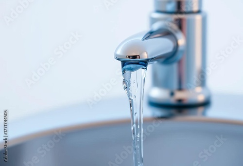 Close-up of a blue water tap, chrome finish, against white background,  object,  hygiene