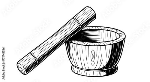Mortar and Pestle - Traditional Grinding Tools for Culinary and Medicinal Use.