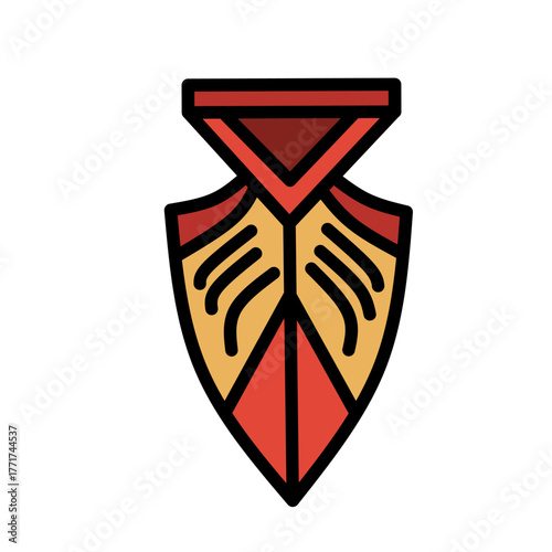 Modern Flat Design Shield with Tribal Ornament Protection Icon Illustration