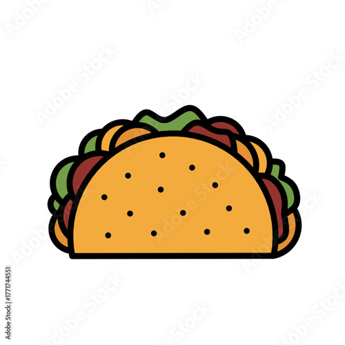 Simple Outline Delicious Taco Fillings Meal Outline Food Icon Graphic