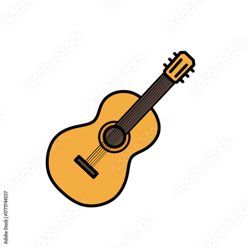 Simple Line Style Acoustic Instrument Guitar Musical Tool Graphic Design