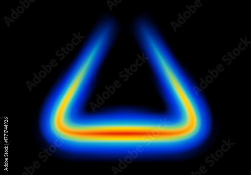 Abstract shape glowing in neon light with heatmap color palette