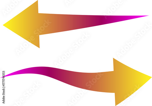 Two arrows pointing in opposite directions isolated on white isolated on transparent background