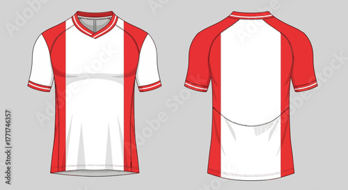 Red and White Short-Sleeve Sports Jersey