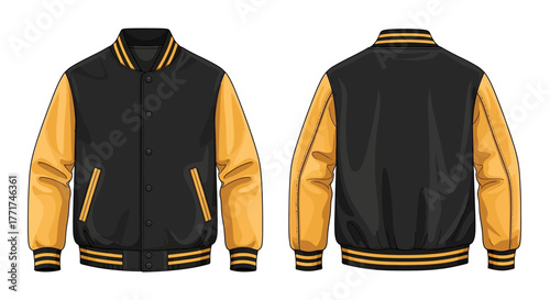 Varsity jacket illustration in front and back views
