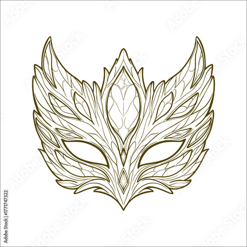 vector gold mask design with detailed clean line art