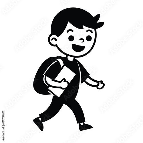 A boy going to school