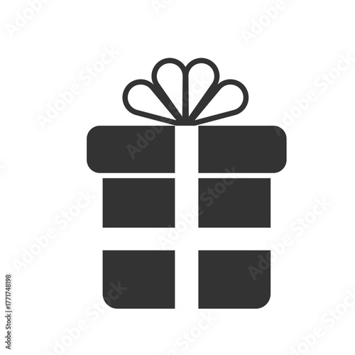 Gift Box Black Silhouette Vector Illustration, Flat Minimal Present Icon Design
