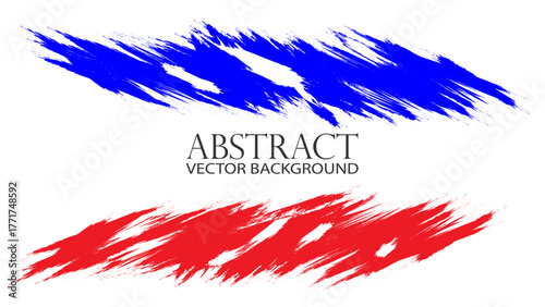 Two bold diagonal grunge brush strokes in red and blue, isolated on a white background, ideal for sports or abstract art themes