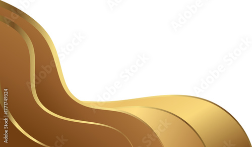 Metallic gold arc frame with elegant gradient highlight, premium corner border for high-end labels, banners, and templates.