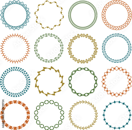 hand stitched effect circular frames.ai