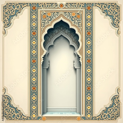 Majestic Islamic design greeting card background or image
