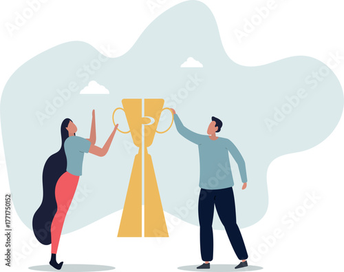 Win-win situation, agreement or solution to win together, solution for best result, teamwork to help success and achieve goal together concept.life and employment of people.