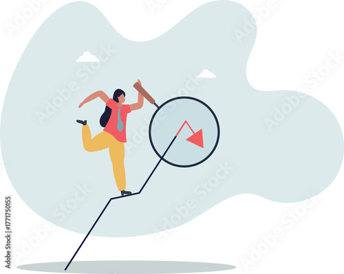 Stock market or Cryptocurrency decline, down turn or economic recession, market plunge signal, inflation or interest rate falling down concept.life and employment of people.