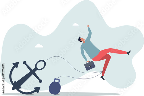 Freedom, relief or escape from bad habit, psychology anchoring effect or cut heavy burden to growing more concept.life and employment of people.