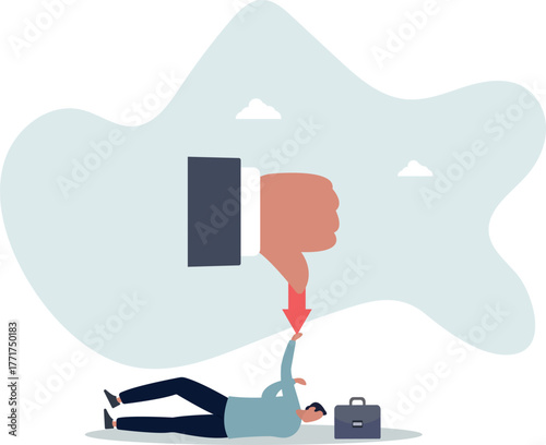 Customer complaint or bad reputation, disappointment from mistake or failure, underperform, negative and dissatisfaction concept.life and employment of people.