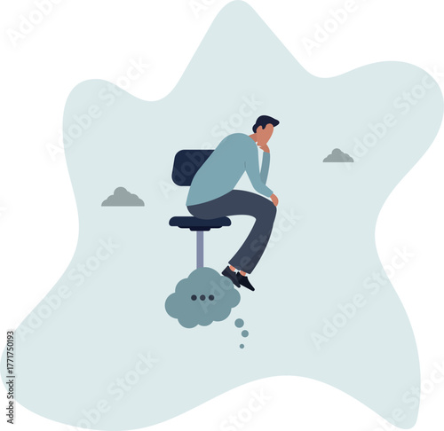 Think of solution, critical thinking to solve problem, focus on new idea, concentration or contemplation, skeptical or rational concept.life and employment of people.