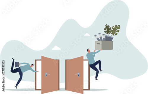 Staff turnover or job rotation in people management, human resources to manage to recruit new people for replacement concept.life and employment of people.