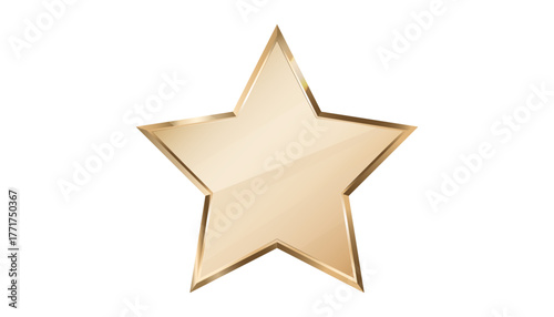 A gold star with a shiny metallic surface and a beveled edge. Glossy yellow metallic symbol. Vector gold design element for an award, success rating, or decoration icon for a holiday flyer