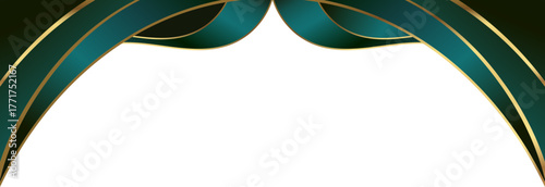 Luxury emerald green and gold foil wave corner border with metallic emerald gold wave corner, perfect for elegant labels, packaging, invitations and background templates.