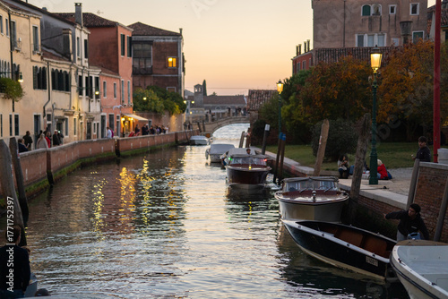Venice at Sunset with Gondolas on the Grand Canal