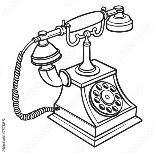 old phone isolated on white background