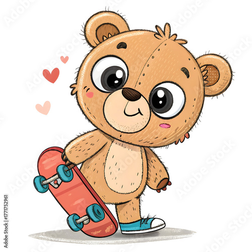 vector cartoon illustration hand drawn teddy bear