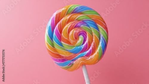 Colorful Lollipop on Pink Background, Sweet Treat and Playful Candy Concept