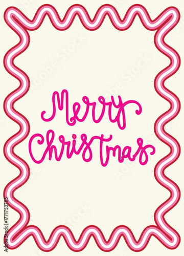 Merry Christmas Wavy Border Greeting Card holiday festive